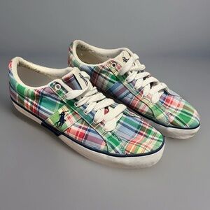 Polo Ralph Lauren Madras Plaid MENS Sneakers with Embroidered Logo